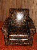 Fabulous matching chair with marbled naugahide in mint condition
