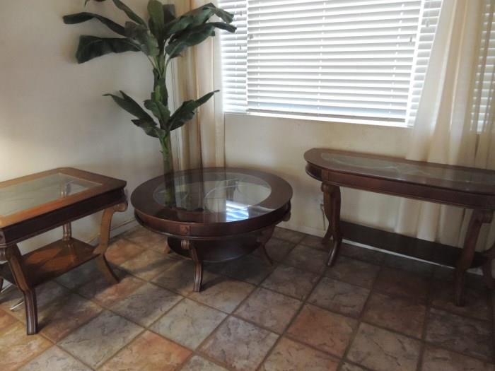 Three piece Coffee table, End Table and Sofa Table