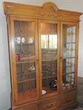  Two piece Oak Bassett China Hutch.