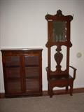 mirrored oak hall stand, antique bookcase, and more...