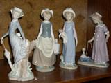 4 Lladro girl figurines