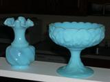 Fenton vase and candy dish