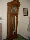 Sligh Grandfather clock - like new! - burled wood and oak finish