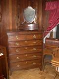fine dresser and antique shaving stand with shield mirror