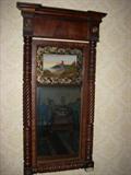 mirror with reverse painted glass insert