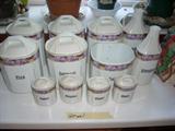 set of porcelain kitchen canisters