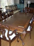 truly superb banquet table by West End Furniture Co of Rockford Ill. and chairs - 3 huge leaves!