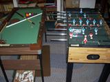 small scale pool table and foosball table