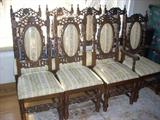 set of 8 matched carved chairs