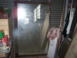 Large 44" x 68" wood framed mirror from old drug store.