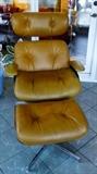 Original Vintage EAMES Mid Century Tan Leather Lounge Chair & Ottoman, In good condition RARE and hard to find!