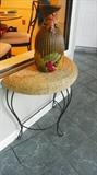 Cute side table wicker & iron
