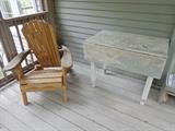 Pair patio chairs, primitive table