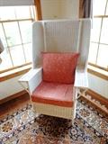 Large white wicker chair