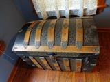 Pressed tin camel-back trunk 