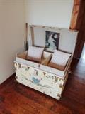 Painted white camel-back trunk with tray
