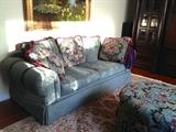 Pair of blue/green sofas