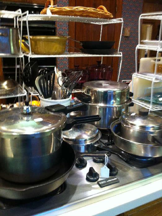                               many pots and pans