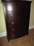 5-DRAWER CURVED FRONT TALL CHEST        BRUSHED SILVER PULLS   
MONTERER BEDROOM COLLECTION
