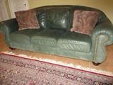 GREEN LEATHER SOFA
WITH BRASS TACK ACCENTS
THERE ARE TWO!!
