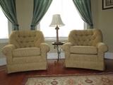 LIVING ROOM CLUB CHAIR  CUSTOM FABRIC  TUFTED BACK
