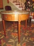 ANTIQUE FRENCH TABLE ON COASTERS WITH MARBLE TOP