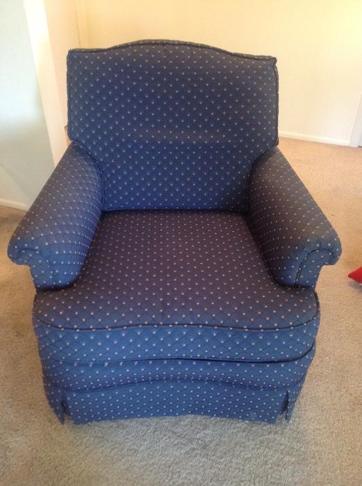 Blue Upholstered Lounge Chair (2)
