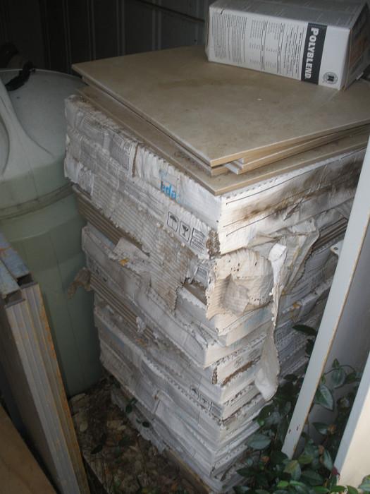 Stack of 16" tiles, 14 cartons