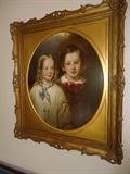 Antique English listed artist. Charming children from nobility