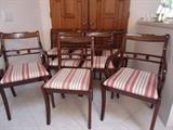 English antique set of antique chairs with inlay work.  2 arm and 6 side