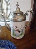 Rare 1860 pewter lined coffee pot English