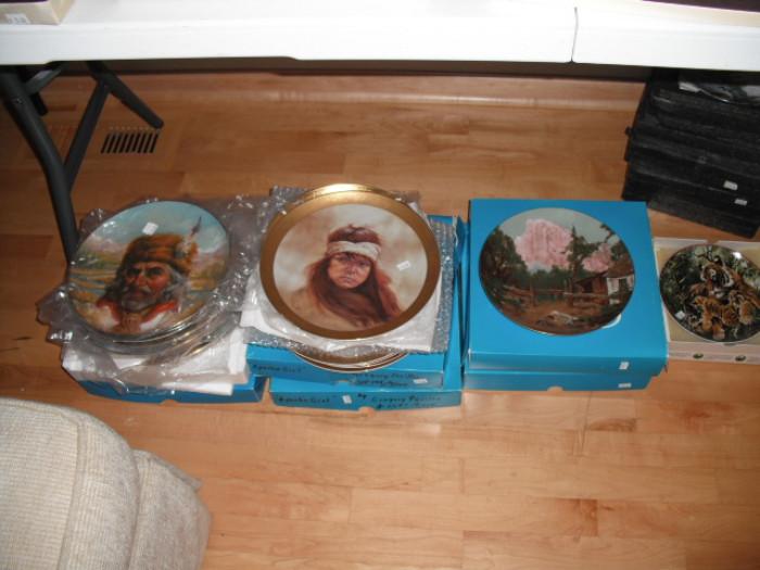 Collectible plates including Gregory Perillo, known for American West and Native American paintings