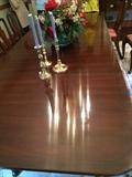 CUSTOM MADE FROM ENGLAND SINGLE BOARD CHERRY MOHOGANY 2 PEDESTAL TABLE