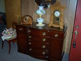 matching mahogany sideboard, mantle clock