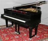 Lot#85, STEINWAY BLACK EBONY EX-PLAYER GRAND PIANO W 58'' L 84''