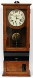 Lot#143, CINCINNATI TIME RECORDER OAK CLOCK H 35" W 14" D 8"Circa 1900.