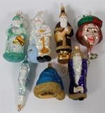 Lot#403, PATRICIA BREEN GLASS ORNAMENTS, SEVEN, H 3" - 5"One Hat, One 1997 Father Time, One Wiseman, One Wiseman upside down, One Wiseman watering Flowers, One Wiseman Astronaut, and One Jester.