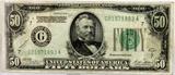 Lot#470, U.S. $50.00 FEDERAL RESERVE NOTE, #G-01571893 A 1928-A,,Woods & A.W.Mellon, Green Seal.