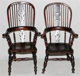 Lot#1017, ENGLISH OAK WINDSOR CHAIRS, C. 19TH CENTURY, PAIR..Having plank seats.