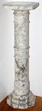Lot#1026, MARBLE COLUMNAR PEDESTAL, H 44", W 12 1/2"The white marble pedestal has grey veining and an octagonal base. Measures H.44", W.12 1/2" square.