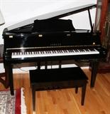 Lot#1110, YAMAHA BLACK LACQUERED PIANO WITH DISKLAVIER MODEL DGT11 24-DISK H 37" W 57" D 35", & A BENCH.Serial number 16767. The condition of the piano is good. Has a Good Sounding Board. Client Paid $14,990 in June 2000. Has remote control and (24) multiple disks including: Scott Joplin Jazz, Gershwin, Mozart, Etc.