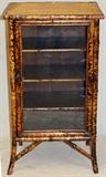 Lot#1224, ENGLISH BAMBOO & WICKER CABINET, H 36", W 20", D 14"English bamboo and wicker cabinet with glass front. Circa 1880.