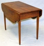 Lot#1226, CHERRY PEMBROKE TABLE, C. 1880, H 26.5", W 18", L 37"Straight tapered legs. Two board top. Two leaves at 10" opens to 38". American antique. Solid cherry.