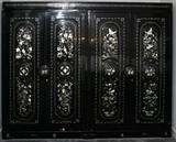 Lot#1464, CHINESE BLACK LACQUER & MOTHER-OF-PEARL ARMOIRE, H 79", W 95", D 26"Comprising four doors, black lacquer with ornate mother-of-pearl floral inlay.
