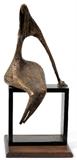 Lot#1528, AHARON BEZALEL (1926-), BRONZE ,A bronze figure of a woman seated on a square, atop a wood base H.1". Signed AB and dated '70. Aharon Bezalel, Israeli, born 1926.