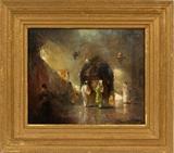 Lot#2001, DOUGLAS ARTHUR TEED (AMERICAN 1863-1929), OIL ON CANVAS, 1922, H 13", W 17", INTERIOR OF A MOSQUE,Signed and dated lower right; gilt period frame; under glass.