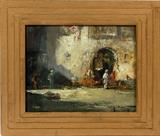 Lot#2002, DOUGLAS ARTHUR TEED, OIL ON CANVAS, 1920, H 12", W 16", ARAB STREET SCENE,Signed and dated lower right; period gilt frame; under glass.