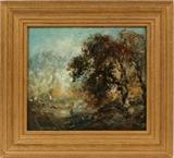 Lot#2003, DOUGLAS ARTHUR TEED, OIL ON CANVAS, 1923, H 15", W 17", LANDSCAPE,Signed and dated lower left; period gilt frame.