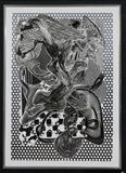 Lot#2024, FRANK STELLA (US B. 1936), ETCHING & AQUATINT, 1994, H 46", W 32" "IMAGINARY PLACES RIALLARO"In black & white; size is image and paper; #13/20; pencil signed and dated inside the image; published by Tyler Graphics; floated in the frame.