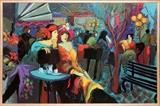 Lot#2025, ISAAC MAIMON (FRENCH/ISRAELI B.1951), ACRYLIC ON CANVAS, 24" X 36", CAFÉ SCENE AT NIGHT,Signed lower right; framed.